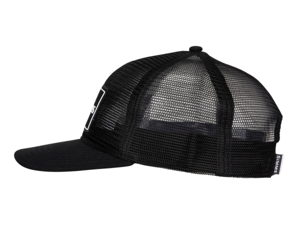 Simms Mesh All-Over Trucker Hat Black Side Simms Mesh All-Over Trucker Hat Black Side